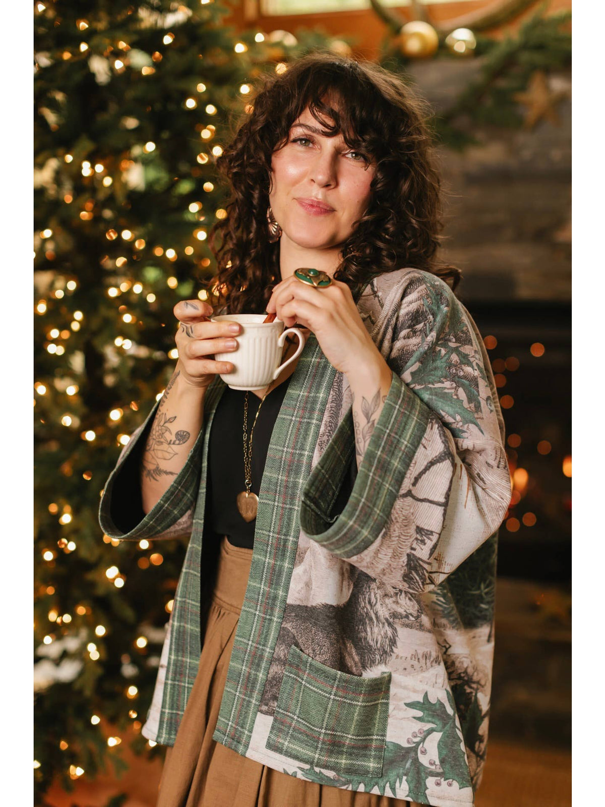 Market Of Stars - ‘Winter Wish Christmas’ Fleece Cottage Cardigan Kimono Jacket