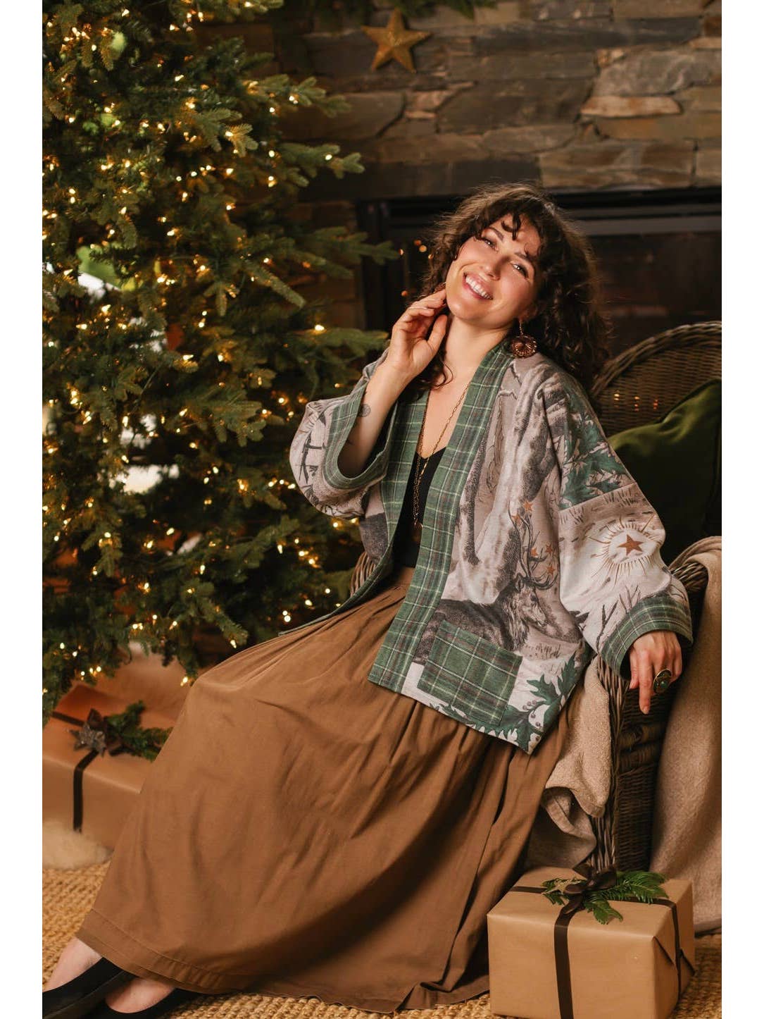 Market Of Stars - ‘Winter Wish Christmas’ Fleece Cottage Cardigan Kimono Jacket