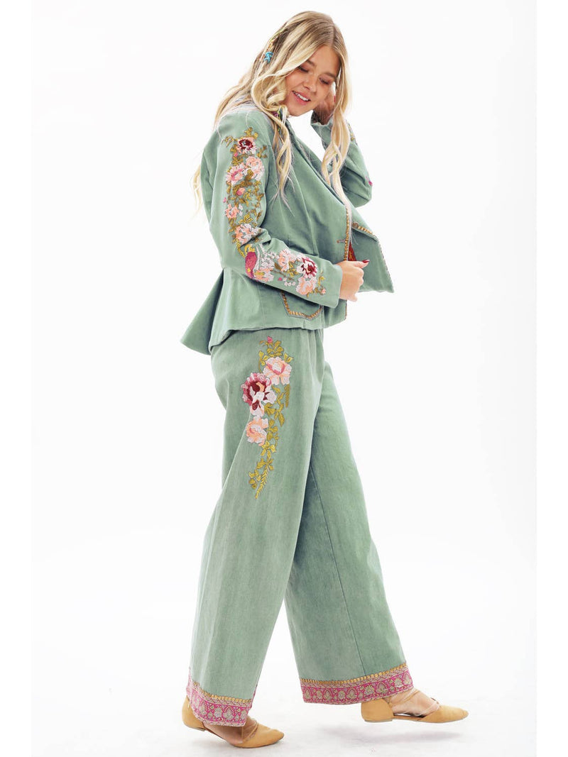 ‘Time To Shine’ Denim Blazer - Sage