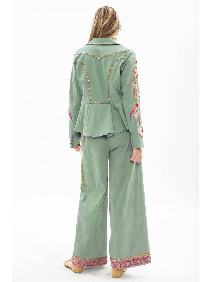 ‘Time To Shine’ Denim Blazer - Sage