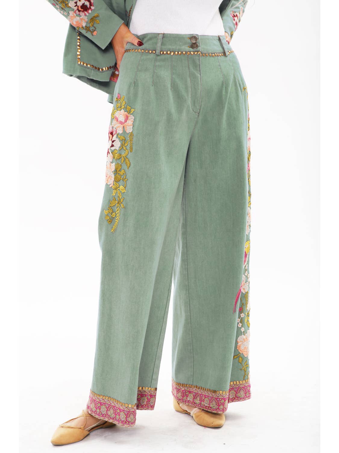 Aratta - ‘Time To Shine’ Denim Pants - Sage