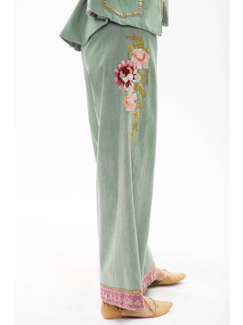 ‘Time To Shine’ Denim Pants - Sage