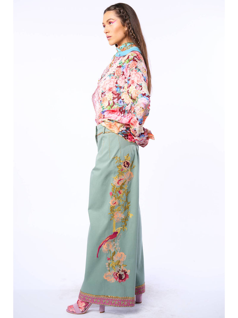 ‘Time To Shine’ Denim Pants - Sage