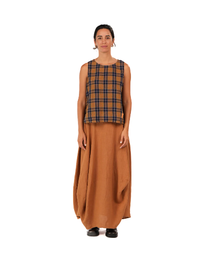 Montaigne - Ava - French Linen Cami Top - Blue Tweed Check