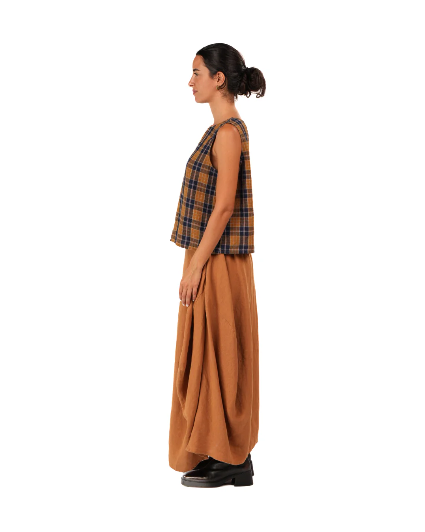 Montaigne - Ava - French Linen Cami Top - Blue Tweed Check