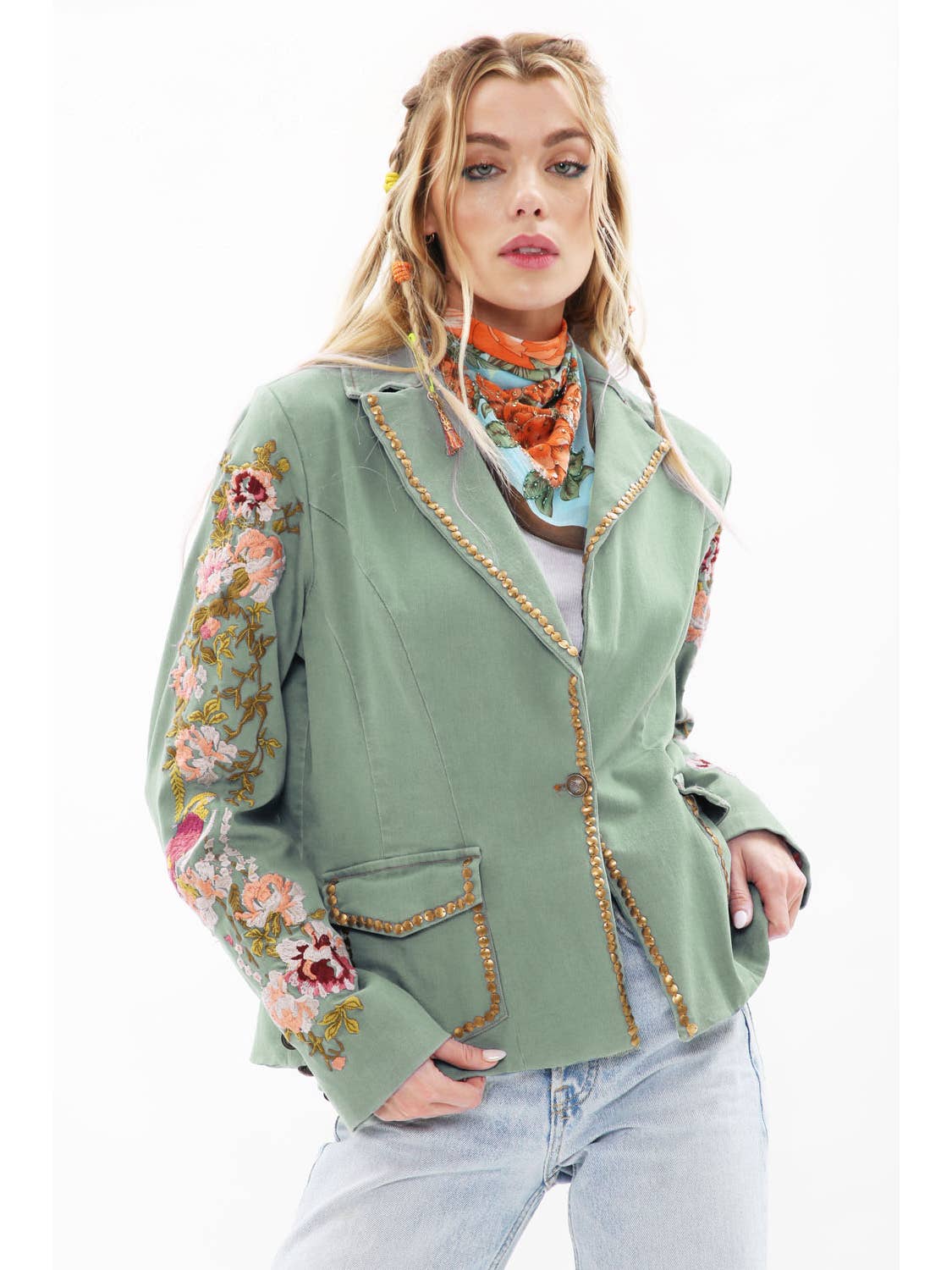 Aratta - ‘Time To Shine’ Denim Blazer - Sage