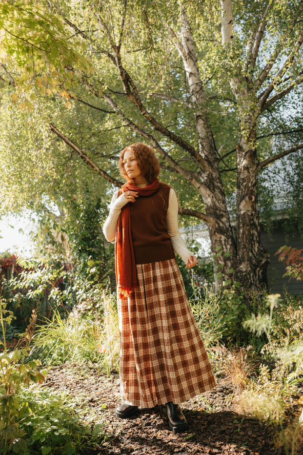 Montaigne - Relaxed Fit French Linen Culottes - Clay Check