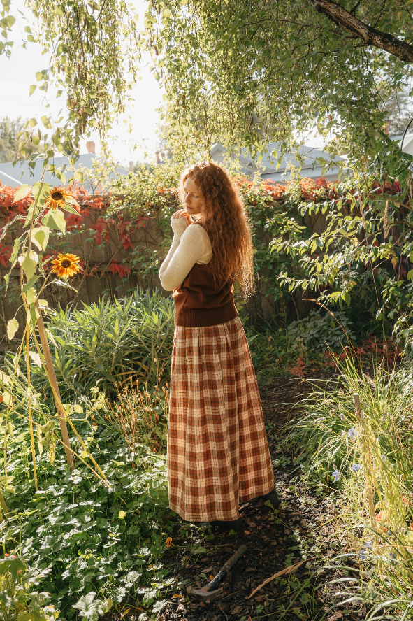 Montaigne - Relaxed Fit French Linen Culottes - Clay Check
