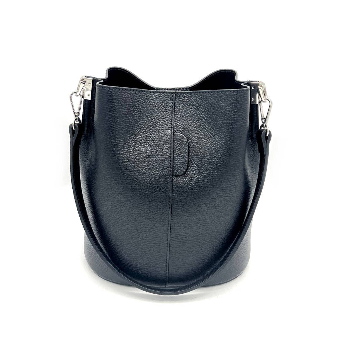 Genuine Leather Bucket Bag Italy - Navy
