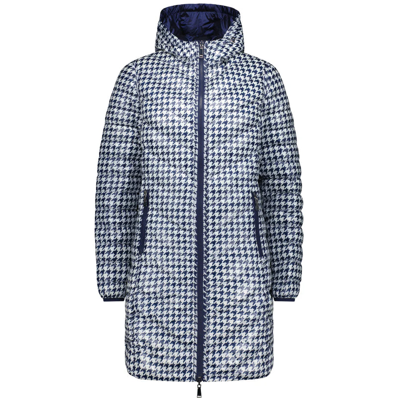 MOKE ‘Arnie’ Reversible 90/10 Down Coat - Moonlight / Navy Houndstooth - LAST - Size XXXXL