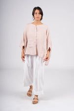 Montaigne ‘Agathe’ Short Sleeve Linen Shirt Top - One Size - Various Colours