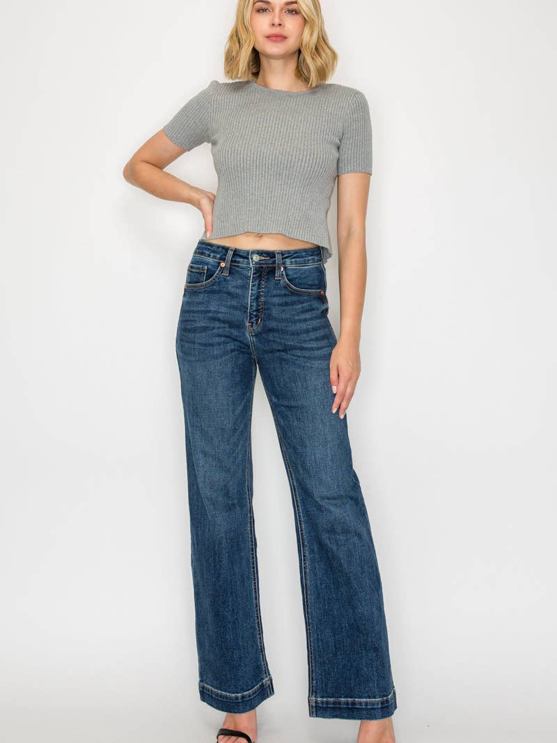 Tummy Control High Rise Relaxed Holly Flare Jeans - Medium Stone Wash