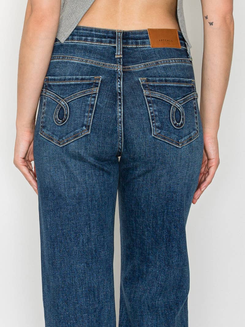 Tummy Control High Rise Relaxed Holly Flare Jeans - Medium Stone Wash
