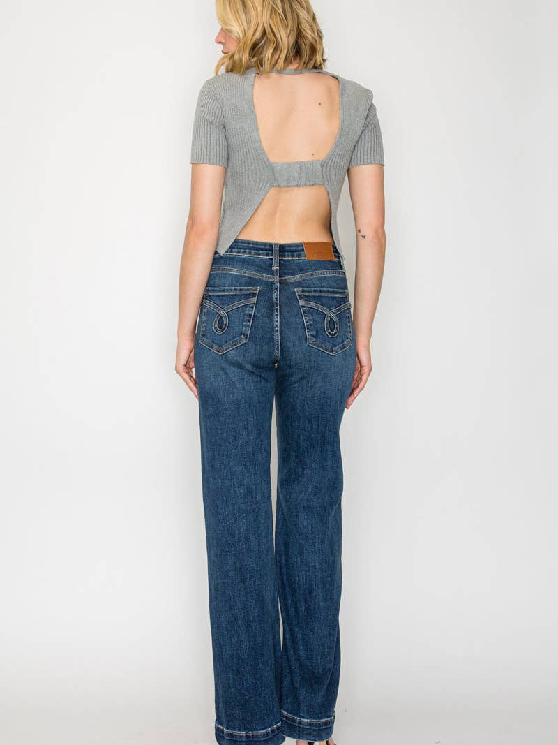 Tummy Control High Rise Relaxed Holly Flare Jeans - Medium Stone Wash