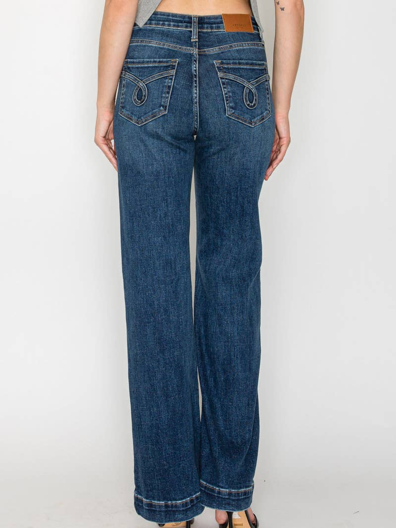 Tummy Control High Rise Relaxed Holly Flare Jeans - Medium Stone Wash