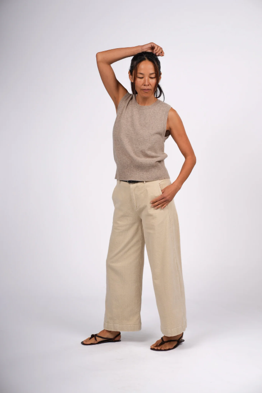 Montaigne - ‘René’ Corduroy Pant Long Length - Oyster