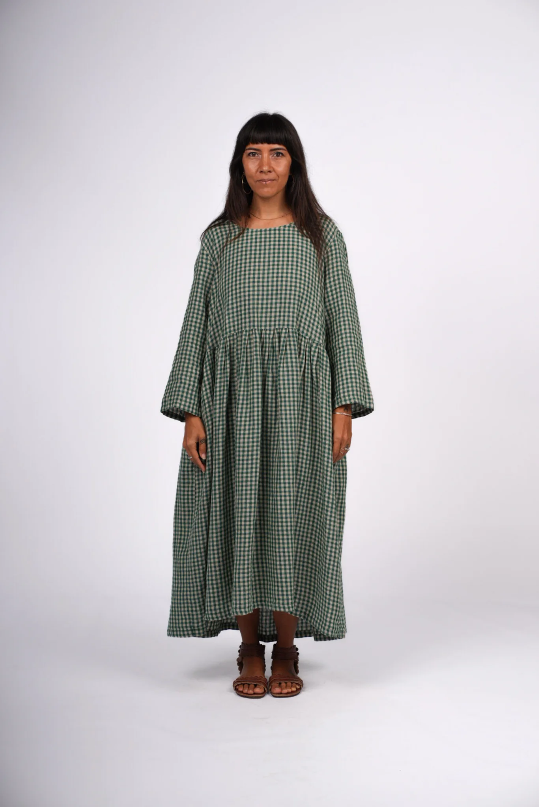 Montaigne - Gingham Linen Dress - Green