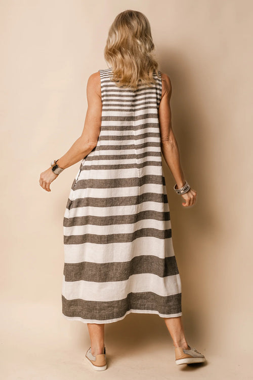 Imagine Fashion ‘Joplin’ Linen Blend Dress - Khaki - LAST - Size S/M