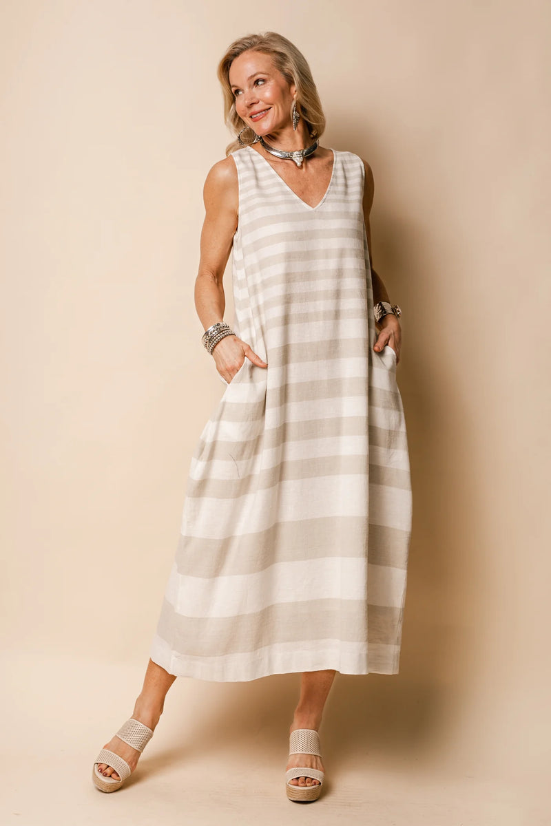 Imagine Fashion ‘Joplin’ Linen Blend Dress - Latte - LAST - Size M/L