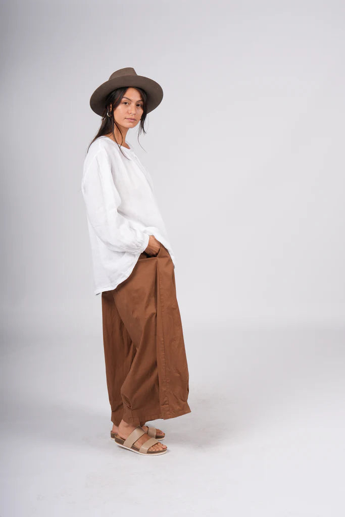 Montaigne ‘Caroline’ Wide Leg Gathered Poplin Cotton Pants - Various Colours