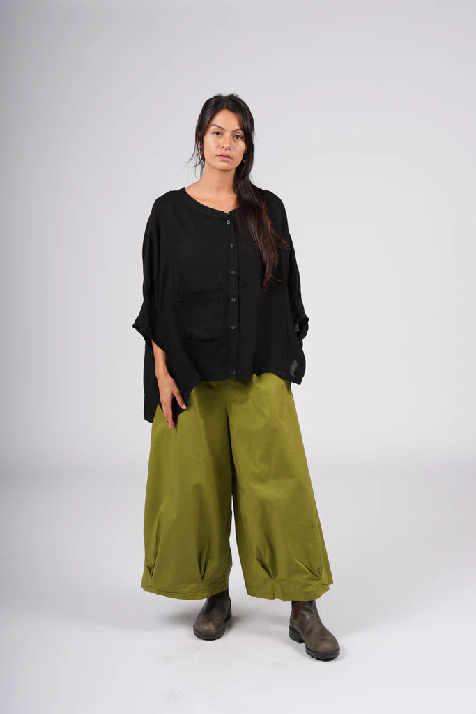 Montaigne ‘Caroline’ Wide Leg Gathered Poplin Cotton Pants - Various Colours