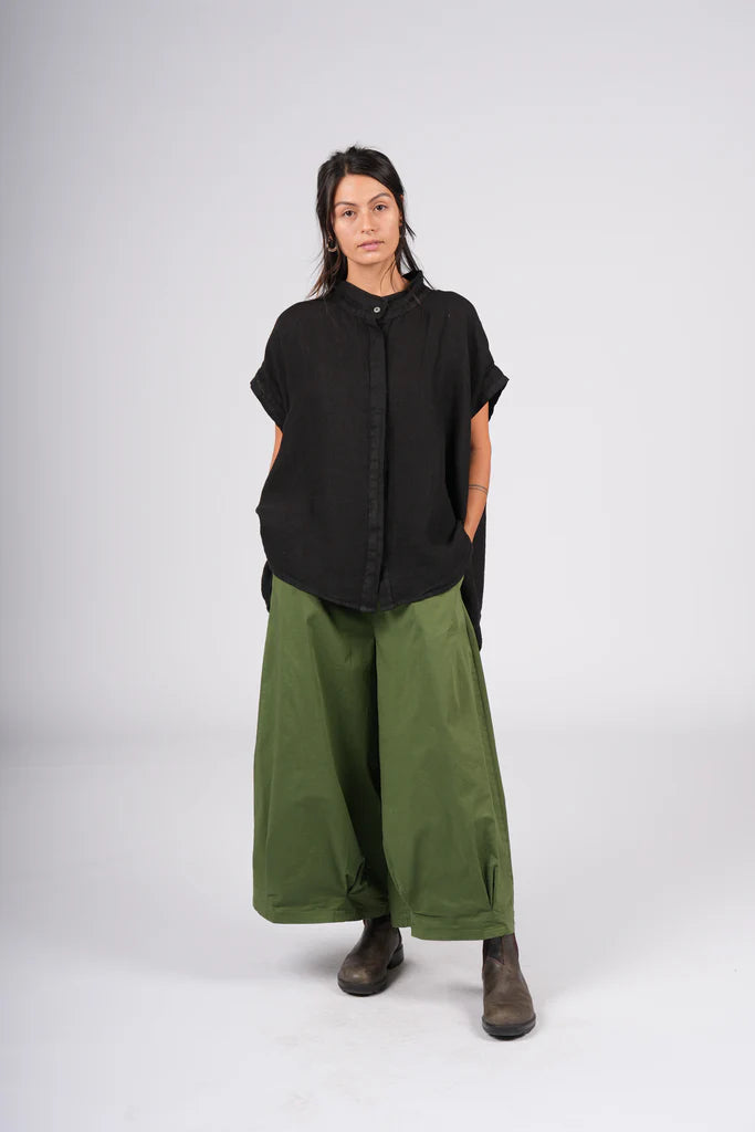 Montaigne ‘Caroline’ Wide Leg Gathered Poplin Cotton Pants - Various Colours