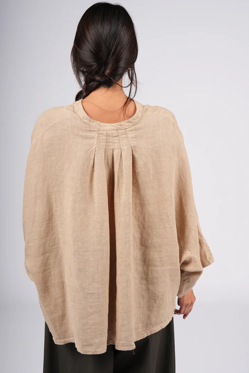 Montaigne Italian Linen Button Up Top With Pleat Detailing On The Back - Various Colours