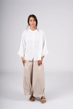 Montaigne Italian Linen Button Up Top With Pleat Detailing On The Back - Various Colours