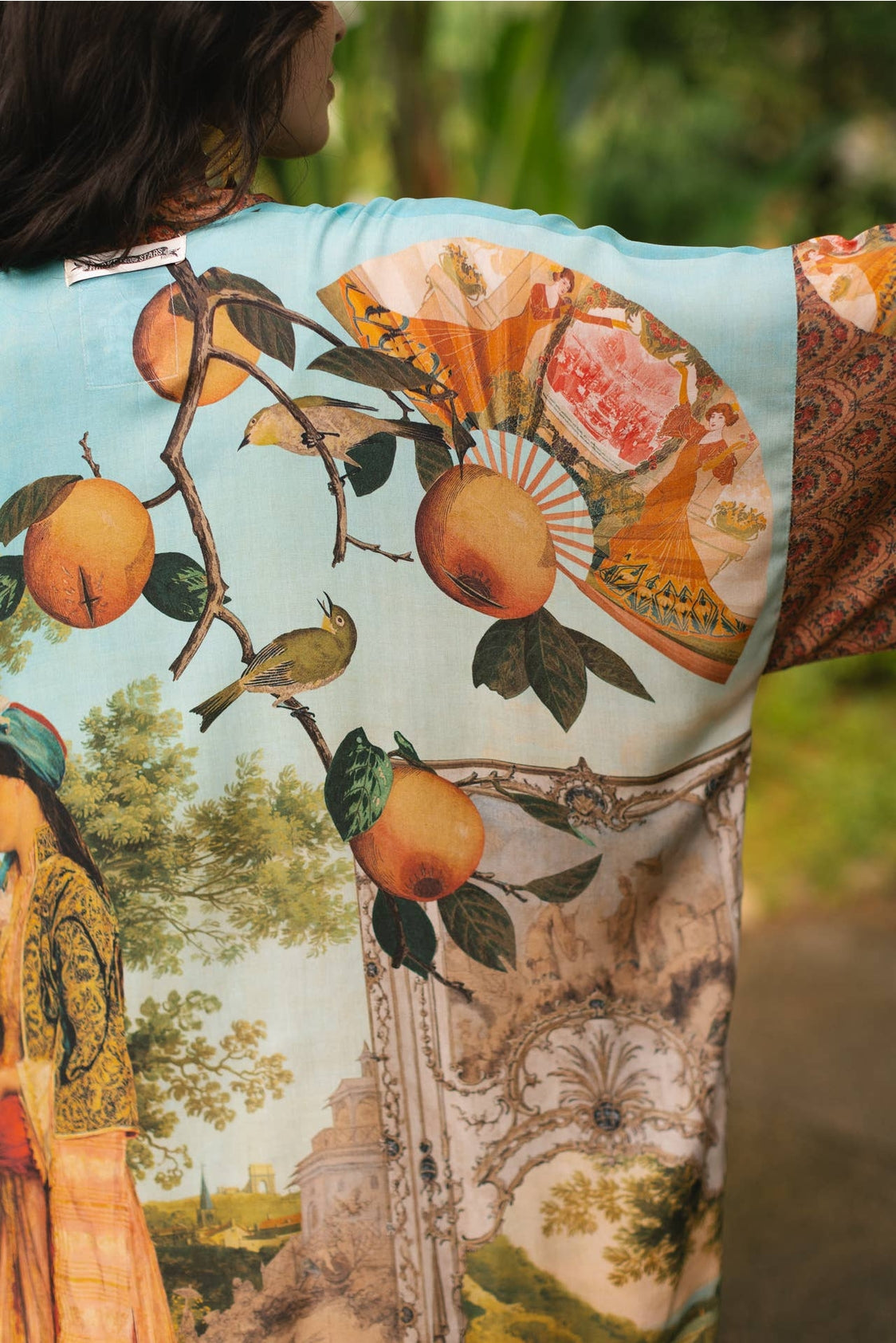 Market Of Stars - ‘Secret Garden’ Opera Duster Bamboo Kimono Duster Robe With Swan