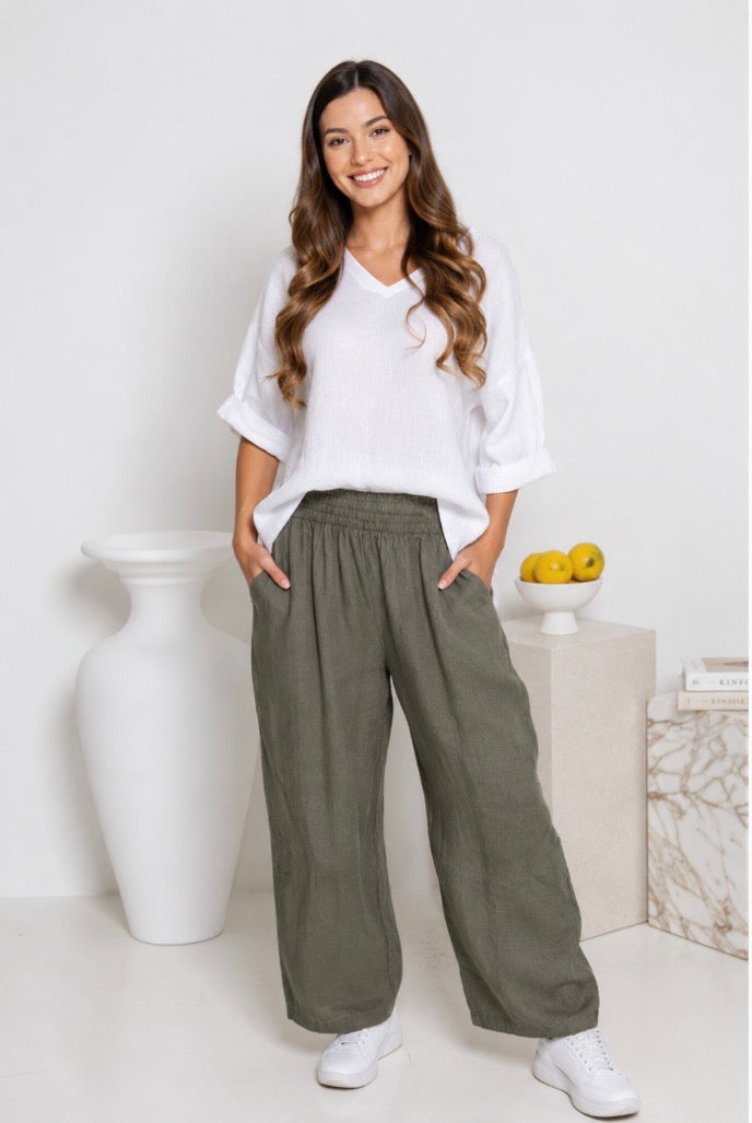 The Italian Cartel - Amara - Wide Leg Italian Linen Pants