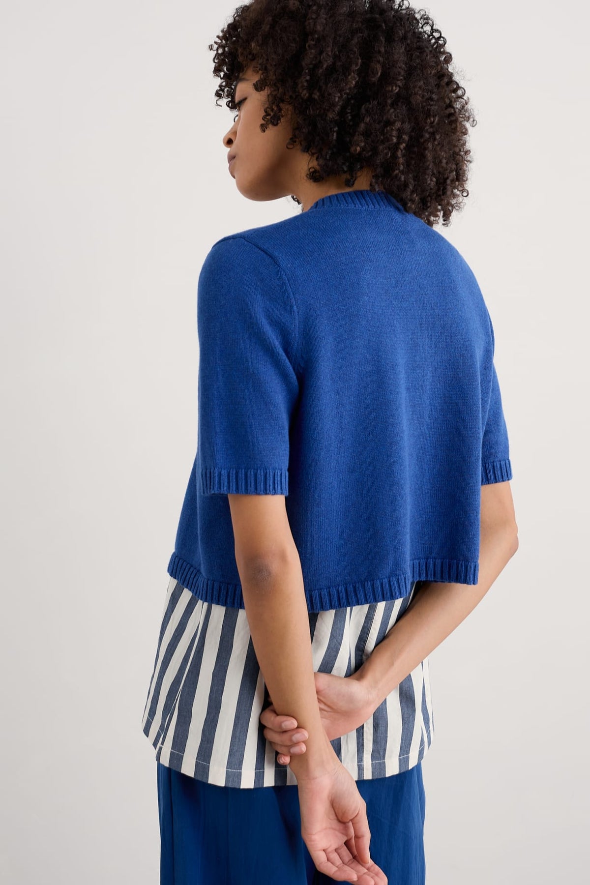 Seasalt Cornwall - 'Gillan Creek' Organic Cotton Short Sleeve Cardigan - Bright Marine