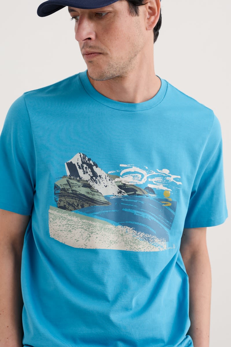 Seasalt Cornwall - Men's 'Midwatch' T-Shirt- Headland Haze Zennor