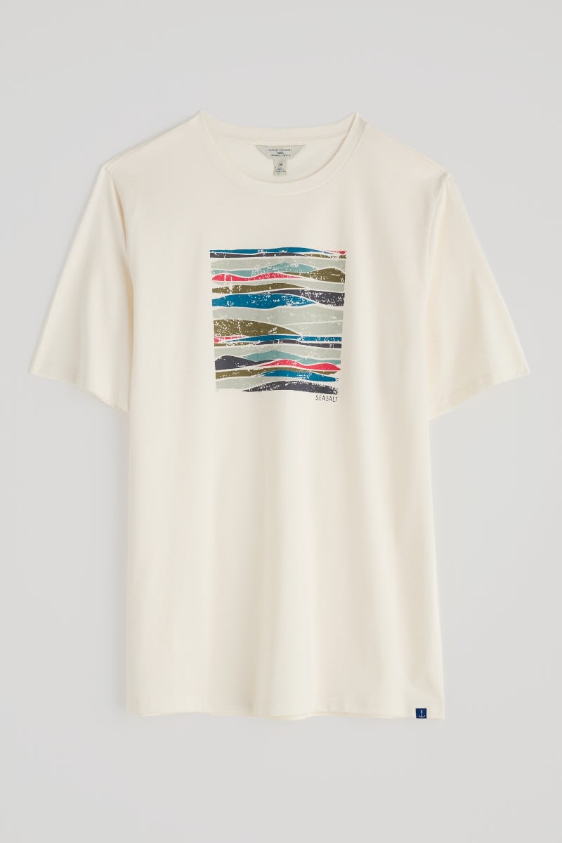 Seasalt Cornwall - Men's 'Midwatch' T-Shirt- Landscape View Chalk