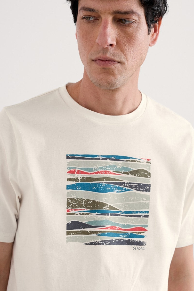Seasalt Cornwall - Men's 'Midwatch' T-Shirt- Landscape View Chalk