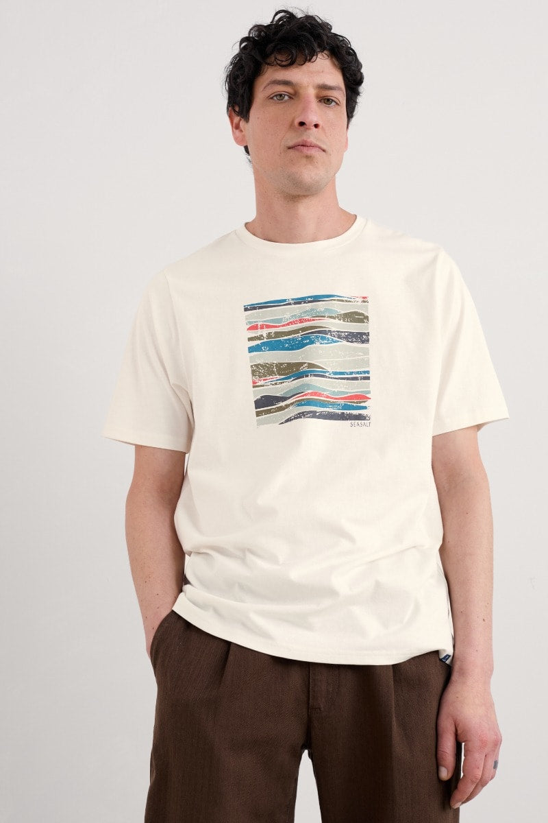 Seasalt Cornwall - Men's 'Midwatch' T-Shirt- Landscape View Chalk