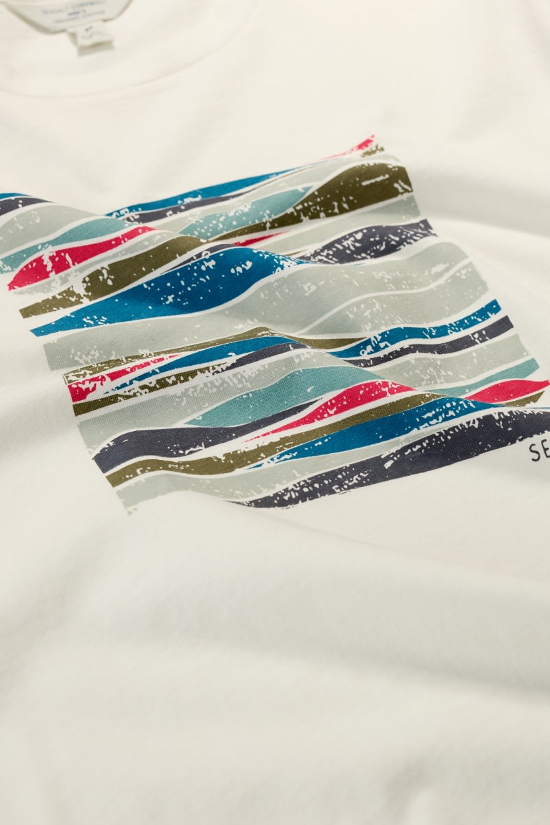 Seasalt Cornwall - Men's 'Midwatch' T-Shirt- Landscape View Chalk