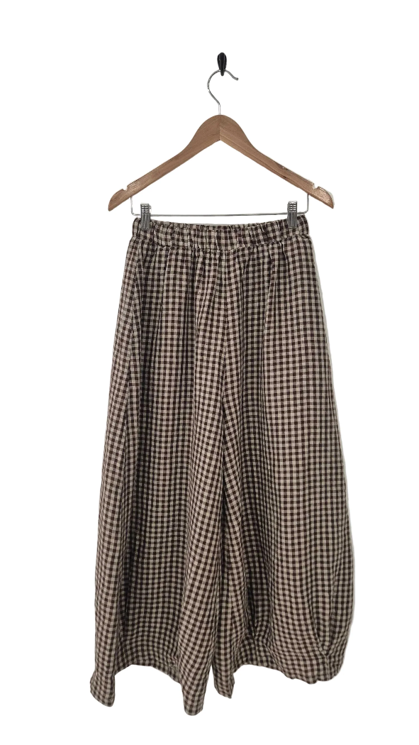 Montaigne - Eadie - Relaxed Fit Linen Pants - Gingham Check