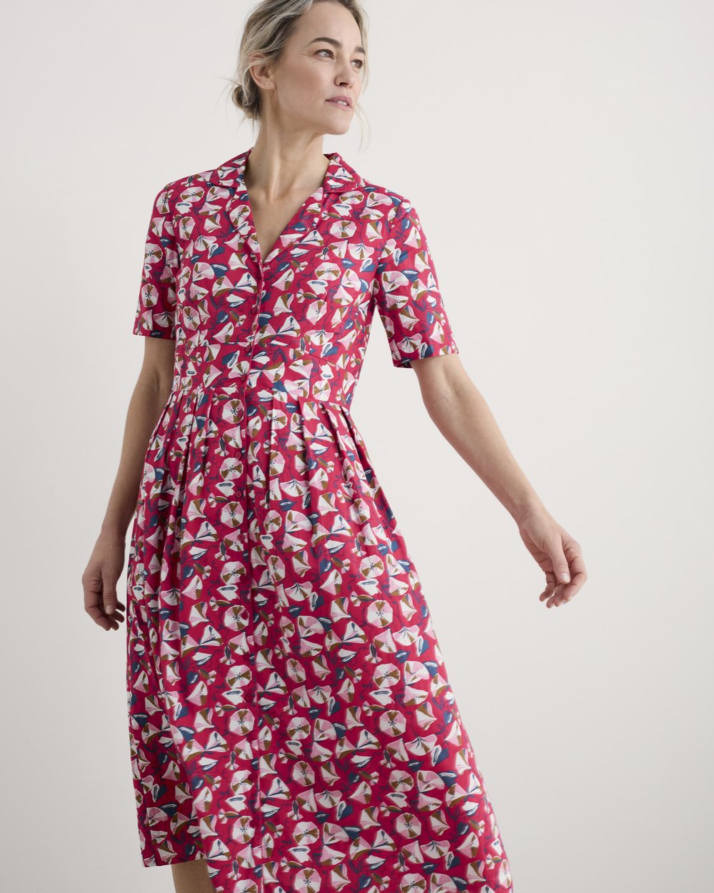 Seasalt Cornwall - 'Charlotte' Dress - Parasol Floral Raspberry