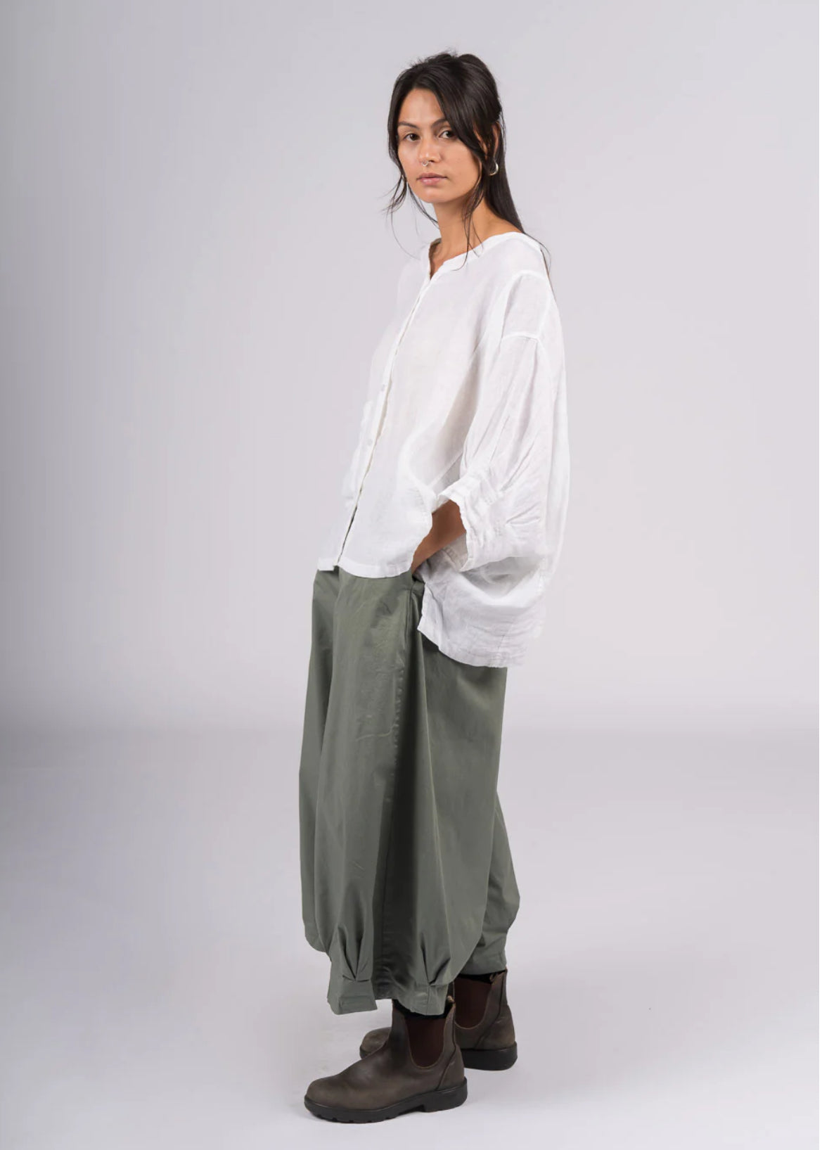 Montaigne ‘Caroline’ Wide Leg Gathered Poplin Cotton Pants - Various Colours