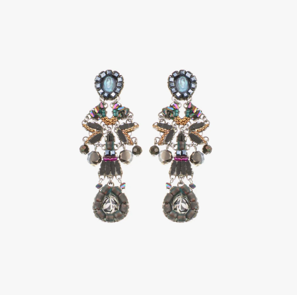 AYALA BAR - Black Beaded Earrings - Obsidian Coal