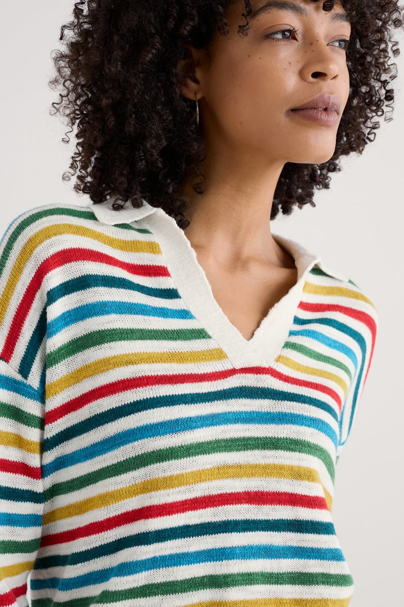Seasalt Cornwall - 'Gwynver' Jumper - Mini Cornish Raspberry Multi