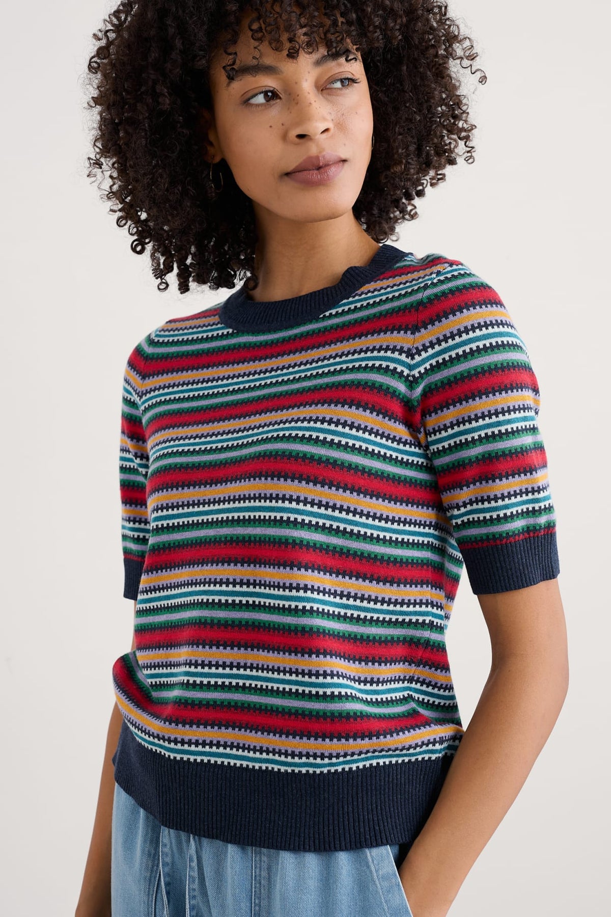Seasalt Cornwall - Rock Bell Top - Zig Zag Clover Maritime Multi