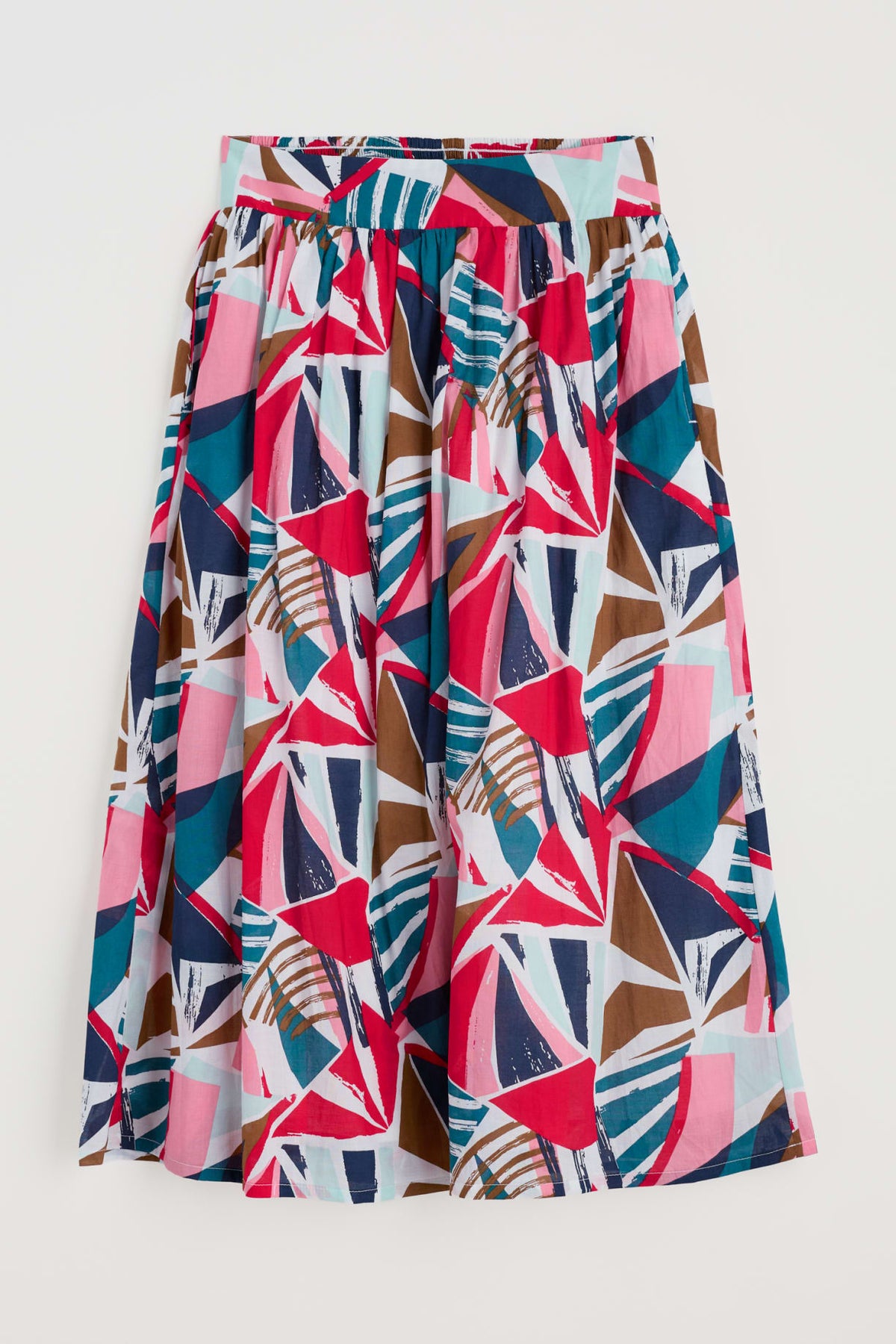 Seasalt Cornwall - ‘Mevagissey’ Midi Skirt in GOTS Certified Organic Cotton - Spinnaker Sails Chalk