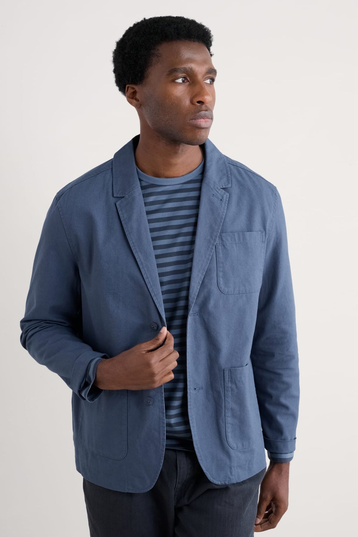Seasalt Cornwall - Men's ‘Towen’ Organic Cotton Blazer - Vintage Indigo