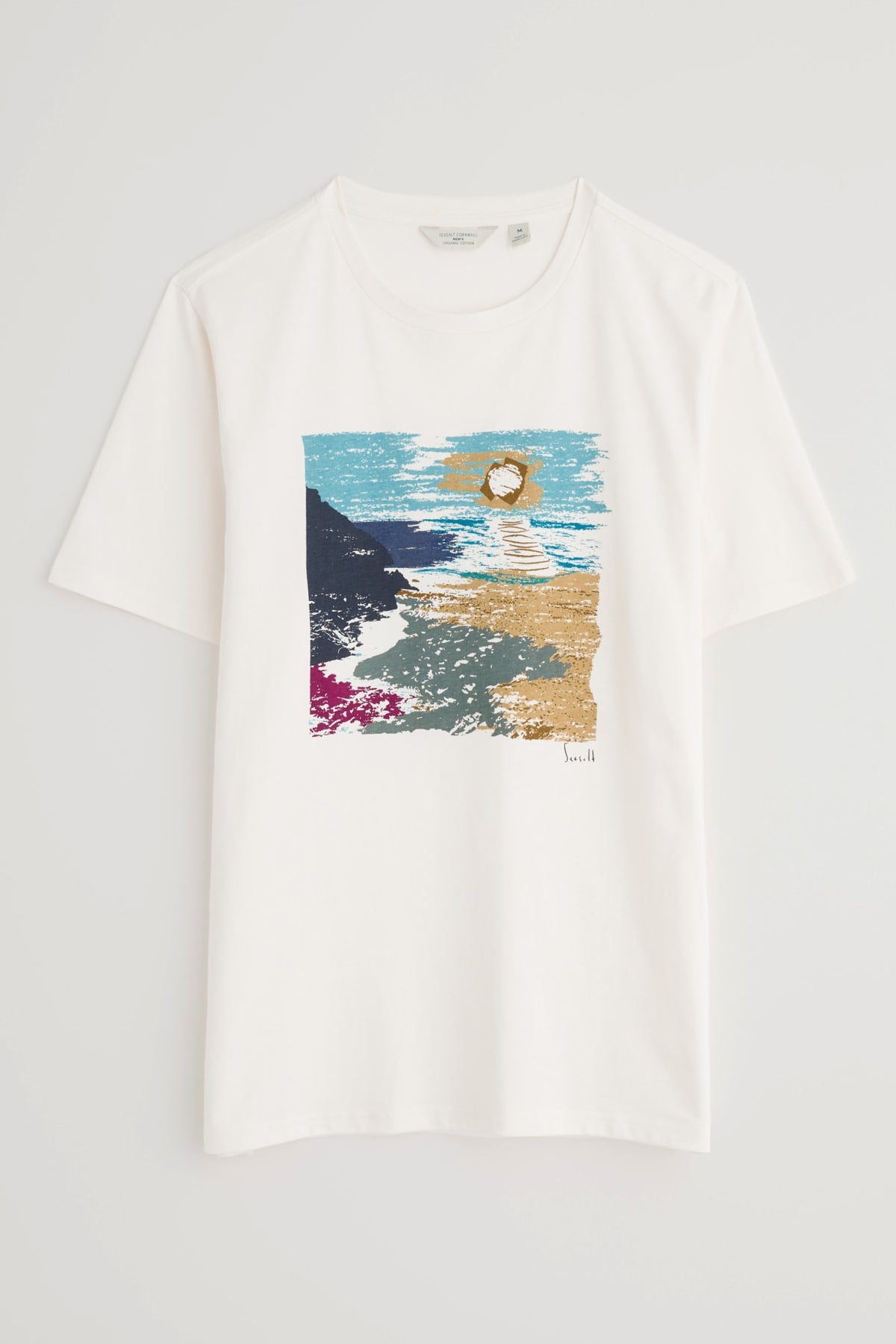 Seasalt Cornwall - Men's ‘Midwatch’ Organic Cotton T-Shirt - Spring Light Chalk
