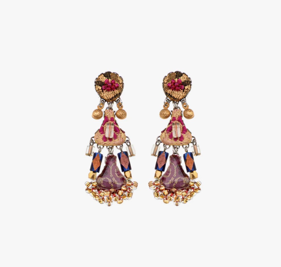 AYALA BAR - Purple Beaded Earrings - Plum Wine Pranella