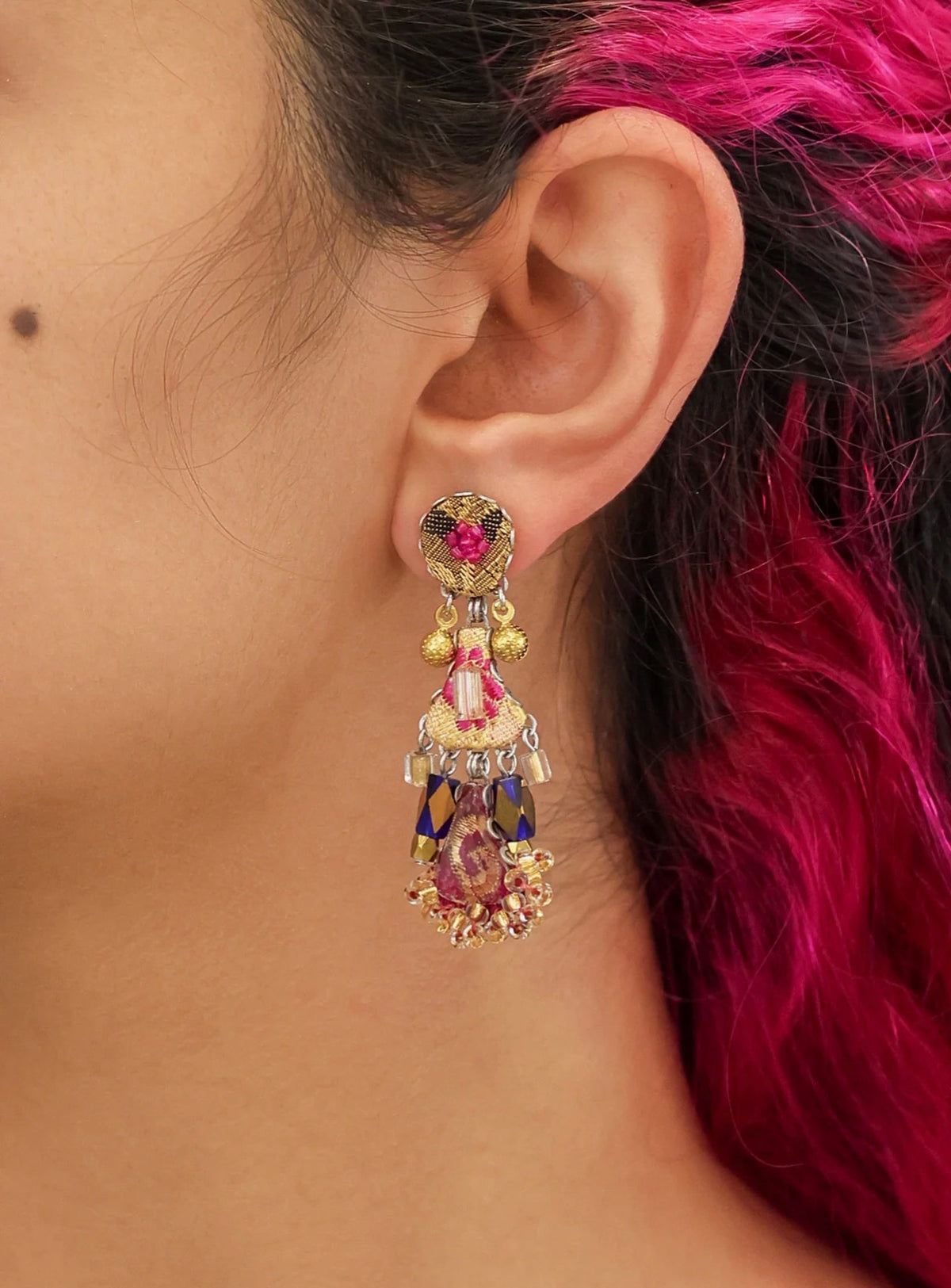 AYALA BAR - Purple Beaded Earrings - Plum Wine Pranella