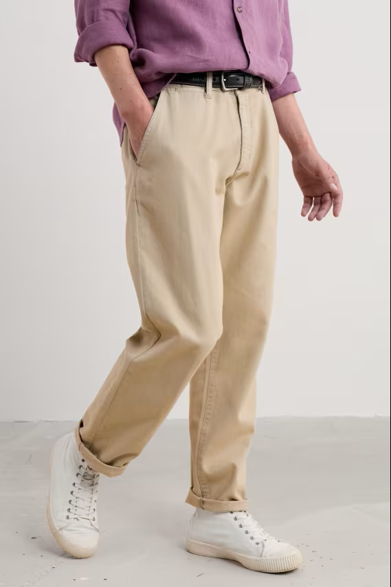 Seasalt Cornwall - Men's ‘Countryman’ Twill Tapered Trousers - Silt
