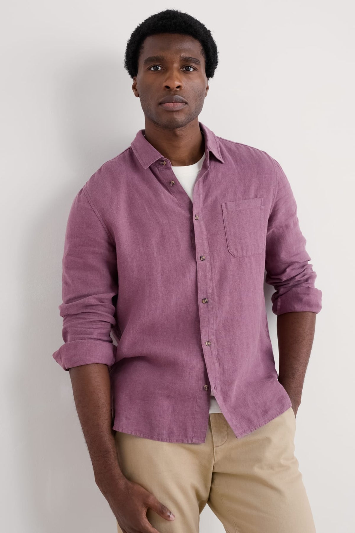 Seasalt Cornwall - Men's ‘Curator’ Linen Shirt - Heather
