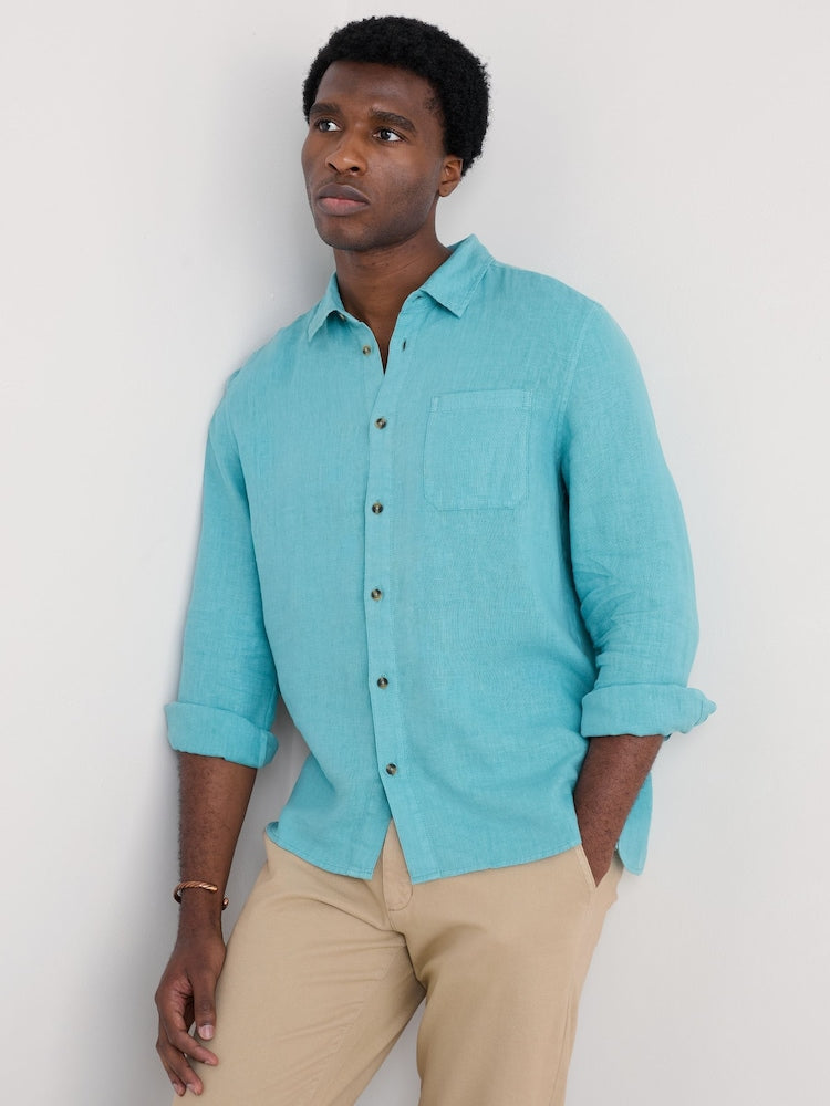 Seasalt Cornwall - Men's ‘Curator’ Linen Shirt - Surf